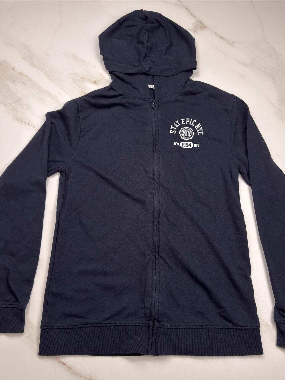 H&M Navy Blue Zip-Up Hoodie - Boys 14Y